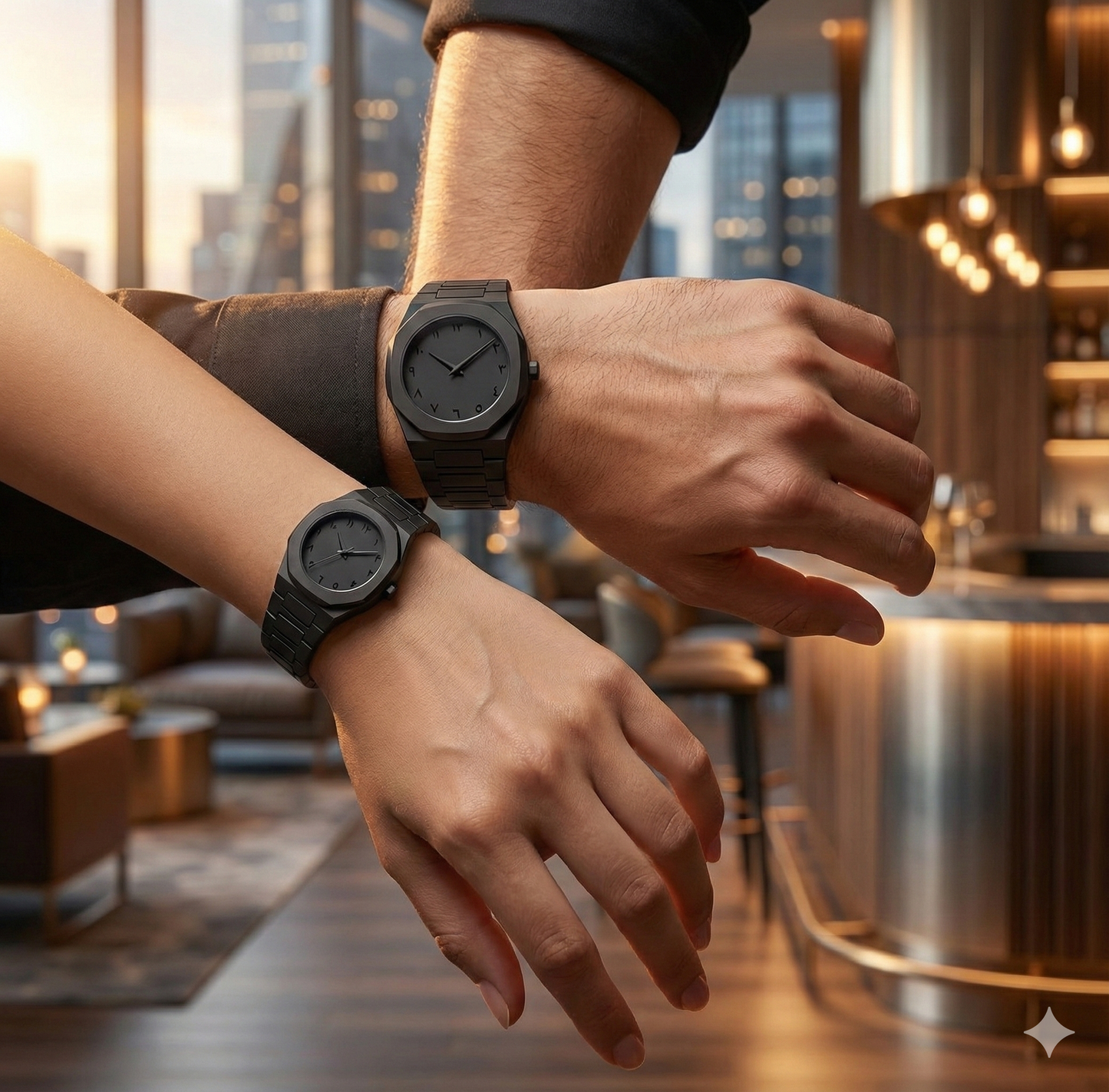 2 Pcs Black Aura Couple watch