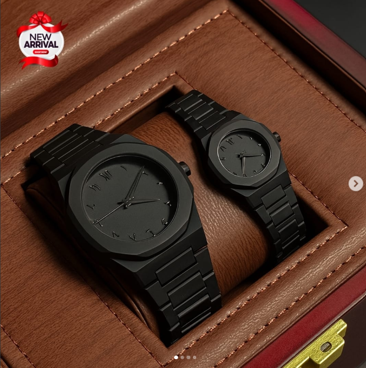 2 Pcs Black Aura Couple watch